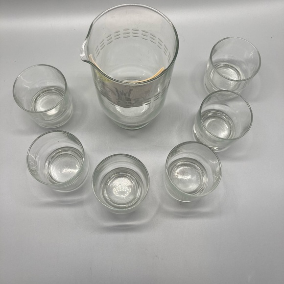 7 pc Princess House Crystal Refreshment Cocktail Pitcher & glasses EVC - Picture 2 of 7